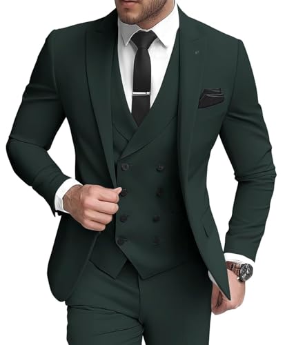 Men Peak Lapel 3 Piece Suits Set Slim Fit Business Wedding Tuxedo Casual Suit Occasions Daily Life Suit ALV11