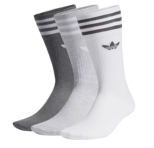 Chaussettes adidas Solid Crew blanches et grises en lot mixte de taille 35-38