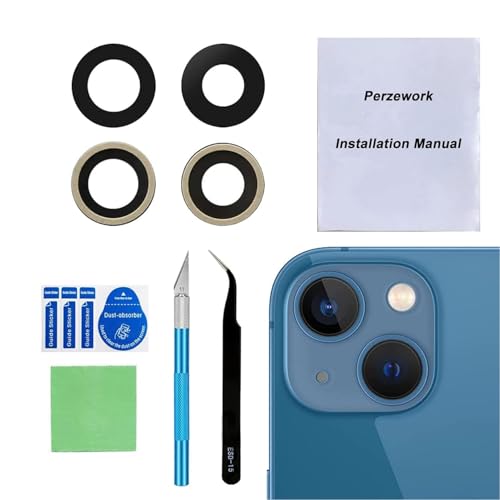 Perzework OEM Rear Back Camera Glass Lens Replacement for iPhone 13 and iPhone 13 mini with Pre-Installed Adhesive and Repair Tool Kit