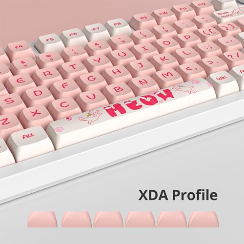 Image of 129 Keys PBT Keycaps Dye-Sublimation Keycap XDA Profile Custom Keycaps Anime Keycap Set for 60% 75% 100% MX Switches Mechanical Gaming Keyboard(Peach Cat)
