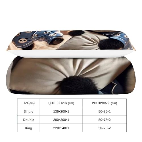 Housse de couette panda 135x200 anti-plis en microfibre douce - 4