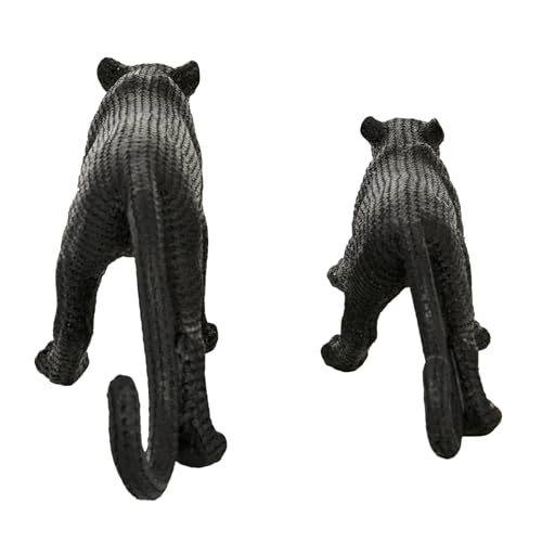 Escultura decorativa de leopardo en polystone, juego de 2 piezas miniatura 3
