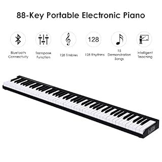 KEMNGO Piano numérique 88 Touches, Clavier électronique Portable Pleine Grandeur, Clavier MIDI, Haut-parleurs intégrés… - Les Beatles, Paul McCartney, John Lennon, RIngo Starr, George Harrison KEMNGO Piano numérique 88 Touches, Clavier électronique Portable Pleine Grandeur, Clavier MIDI, Haut-parleurs intégrés… – Image 2