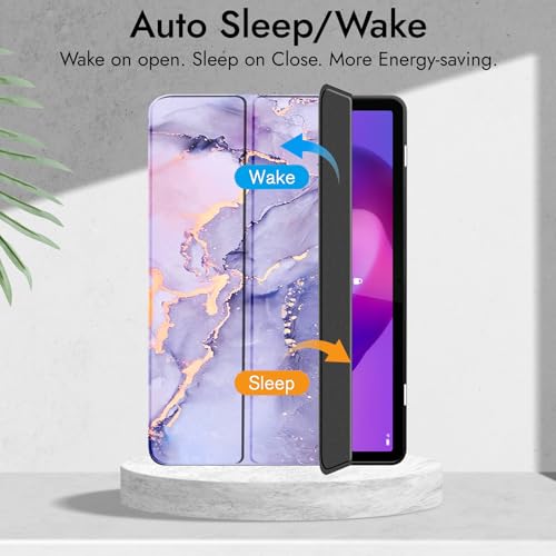 Image of Robustrion Cover for Lenovo Idea Tab Plus 12.1 inch Cover Case with [Pencil Holder], Trifold Cover Case for Lenovo Idea Tab Plus Tablet Cover [Auto Sleep Wake Support] - Marble Lilac