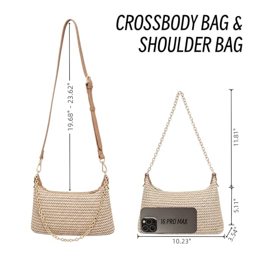 Bolso bandolera pequeño de paja tejido para mujer miniatura 4
