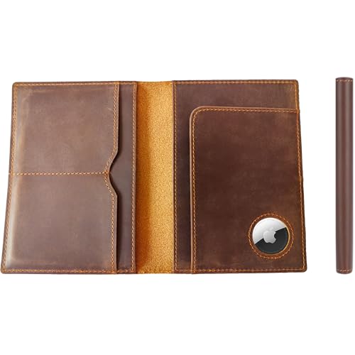 STAR VISTA Albatross Reisepasshülle aus Leder minimalistisches Design Vollnarbenlederhülle für Damen und Herren schlanke Reisepasshülle faltbar RFID-blockierend Espressobraunes Rindsleder AirTag