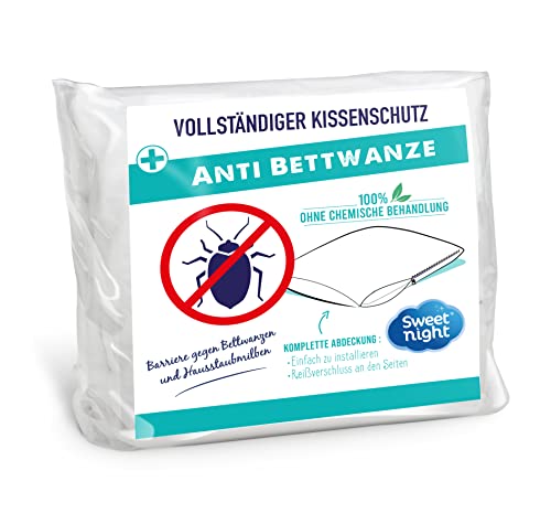 Sweetnight - Kissenbezüg 50x70 cm | Anti-Wanzen und Anti-Milben | Stille | Reißverschluss | Ohne chemische Behandlung
