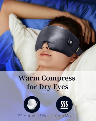 Image of Heated Eye Mask for Dry Eyes: Silk Cordless Eye Warmer Compress for Dry Eye