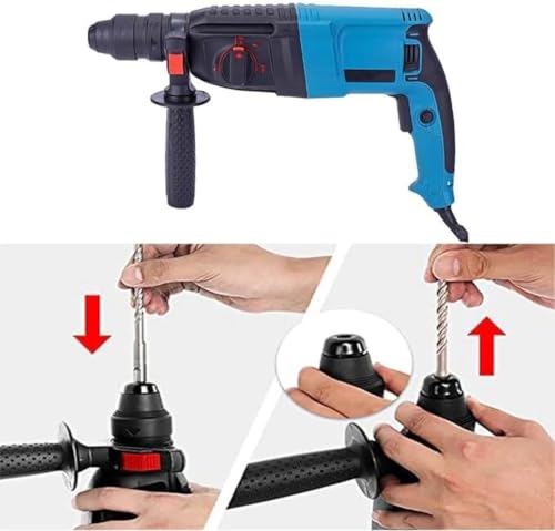 Image of 1200W Rotary Hammer Drill Machine | 20mm SDS Plus Electric Hammer Drill | 3 Mode Rotary Hammer with Drill Bits, Chisels & Carry Case | Concrete, Masonry, Wood & Metal