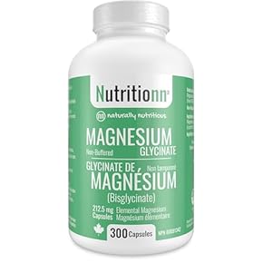 Supplément de glycinate de magnésium – 300 gélules x 212,5 mg de magnésium élémentaire, 425 mg une fois par jour pour homme 