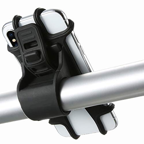 QueenDer Support Mobile pour Vélo, Support Téléphone Portable pour Bike Universel Anti-Vibration Réglable en Silicone pour Les Smartphones 4.5"-6.5", iPhone Samsung Xiaomi Huawei