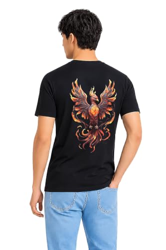 Image of I-Drip Phoenix Rising Fire Bird Graphic Printed Cotton Tee for Men & Women