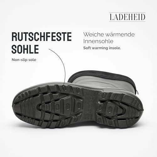 Ladeheid Thermo Eva Gummistiefel Damen gefüttert wasserdichte und federleichte Regenstiefel Damen LA-800-2017 (Graphite/Schwarz, 40 EU)