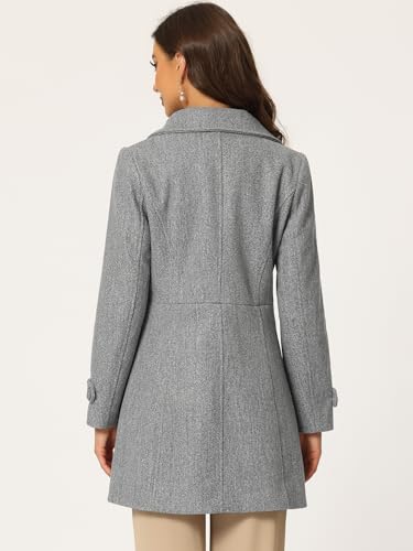 Allegra K Women's Peter Pan Collar Overcoat Winter Dressy Button Single Breasted Long Coat4