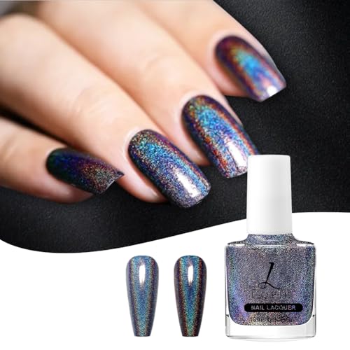LOPHE Glitzer Nagellack, Nagellack Holographic Glitter Reflective, für DIY Nail Art Maniküre zu Hause, Keine Nagellampe Erforderlich(Holographic)