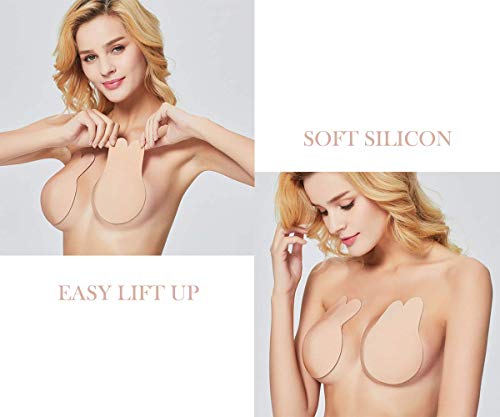 2 Pairs Sticky Bra Invisible Adhesive Backless Bra, Strapless Reusable Push Up Lift Nipple Covers for Women - Thumbnail 2