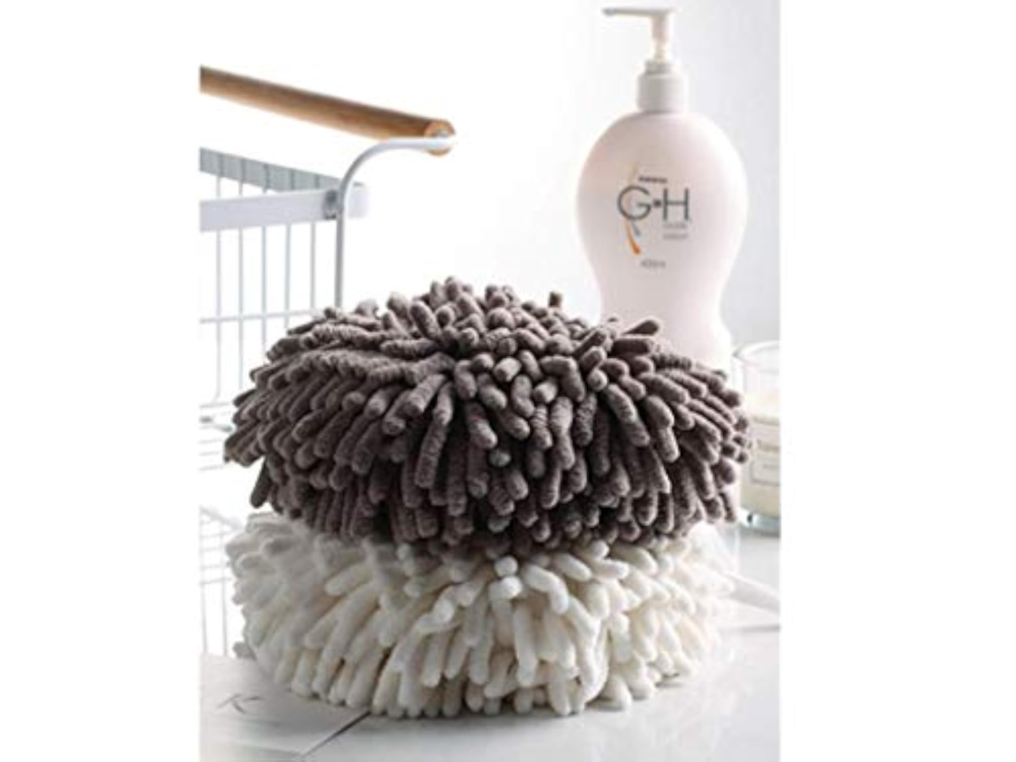 Soft Absorbent Chenille Hand Towels with Hooks