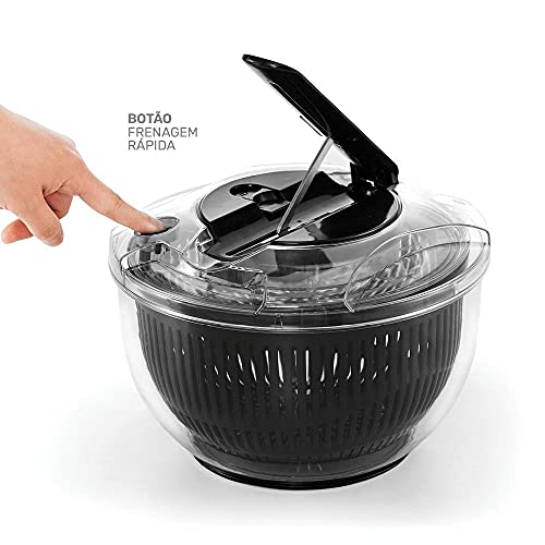 Centrífuga e Secadora de Saladas Fast Dry Transparente/Preto 5 Litros