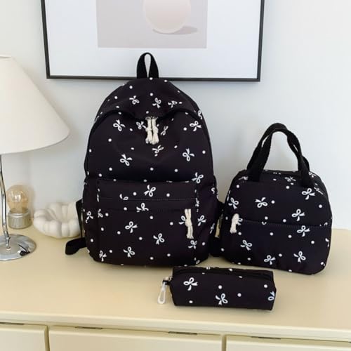 Coquette Bow Backpack - 3-in-1 Kawaii Bowknot Backpack Set for Adults, Kawaii Aesthetic Japanese Daypack With Bow3