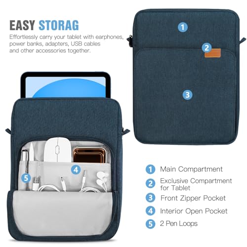 Image of TiMOVO 9-11 inch Tablet Sleeve Bag Carrying Case with Strap, Indigo