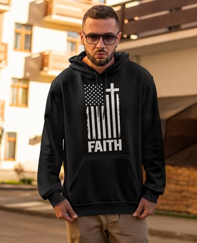 Tstars Faith-Based American Flag Hoodie for Men - Cross & USA Graphic Sweatshirt for Him2