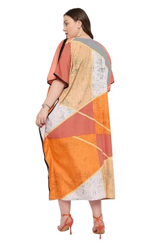 Image of Gypsie Blu Women Plus Size Kaftan Dress Beach Cover Up Maxi Dresses for Women, V-Neck Kimono Sleeve 1X-3X