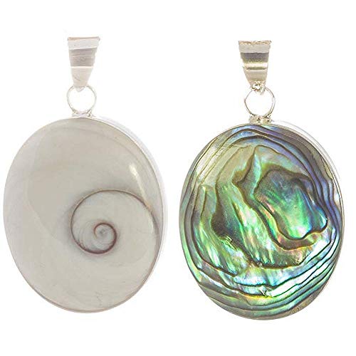 Preisvergleich Produktbild Muschel Schmuck (Anhänger) Muschel Kreiselschnecke Operculum Shiva Eye Abalone Anhänger 925er Sterling-Silber Modellnummer 1175