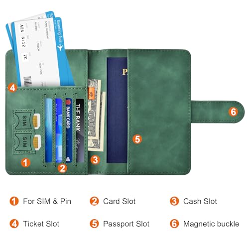Image of Eoehro Passport Holder for Travel Essentials, Passport Wallet Cover Case for Travel Must Haves Accessories,Passport Book Holders for Women and Men(dark green)