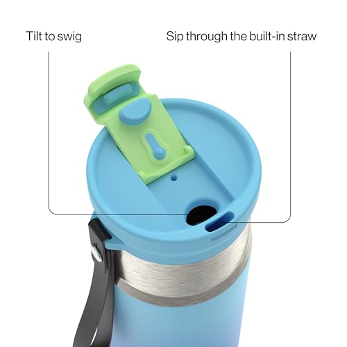 Image of Contigo DualSip 16 oz Compact Stainless Steel Vacuum-Insulated Water Bottle with 2-in-1 Leakproof Lid (Straw or Spout), BPA-Free & Lead-Free, Dishwasher Safe