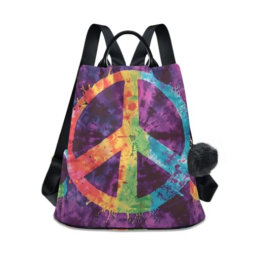 Sac à dos femme peace sign à pompon maroquinerie tendance mode urbaine
