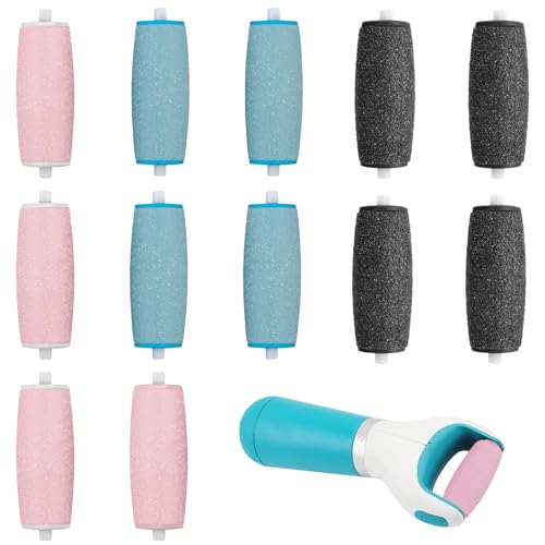12 Pièces Recharge Rapeuse pour Scholl,3 Types de Rugosité,Rouleaux de Remplacement Compatible avec Scholl Velvet Smooth,pour Pedicure Pied Electrique,Rape...