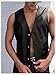 GORGLITTER Men's Leather Vest Casual Button Down Western Cowboy Cropped Vests V Neck Going Out Jacket Black Medium