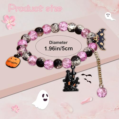 Halloween Bracelet for Women Pumpkin Bat Haunting House Boo Clay Bead Stackable Bracelet Halloween Party Gifts3