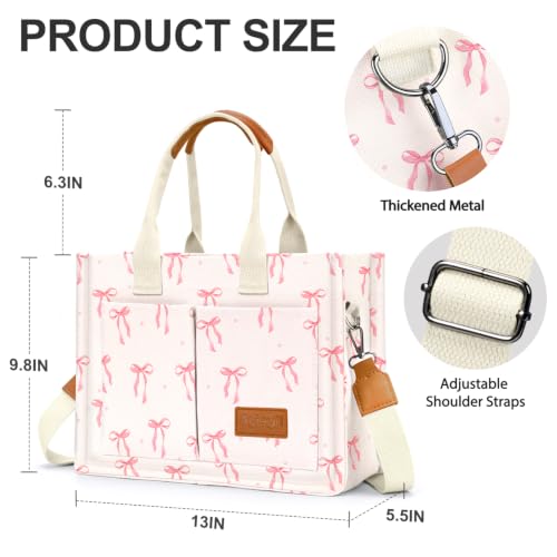 Image of Canvas Tote Bag for Women with Pockets Crossbody Bag Tote Shoulder Handbags Casual Work Bags Everything Tote Bag
