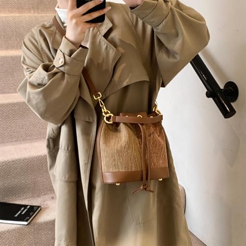 Image of Denim Bucket Bag for Women Handbag Trendy Jean Purse Drawstring Crossbody Shoulder Bag