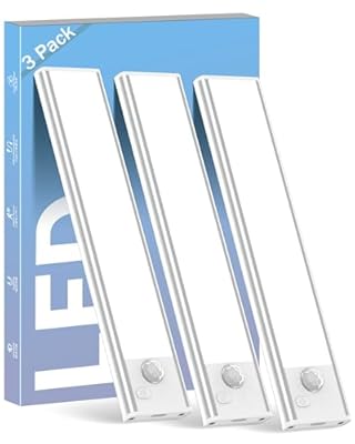 ASOKO Under Cabinet Lights Motion Sensor Light Indoor USB-C Rechargeable LED Closet Lights Battery Operated Under Cabinet Lighting Wireless Under Counter Lights for Kitchen(White,3Pack)