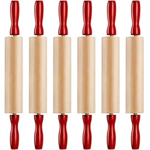 7.5 Inch Kids Wooden Rolling Pins – (Pack of 6) Mini Rolling Pin Set for Crafts, Baking, Cooking, Dough, Art – Wood Rolling Pin with Handles for Kitchen or Children’s Imaginative Play