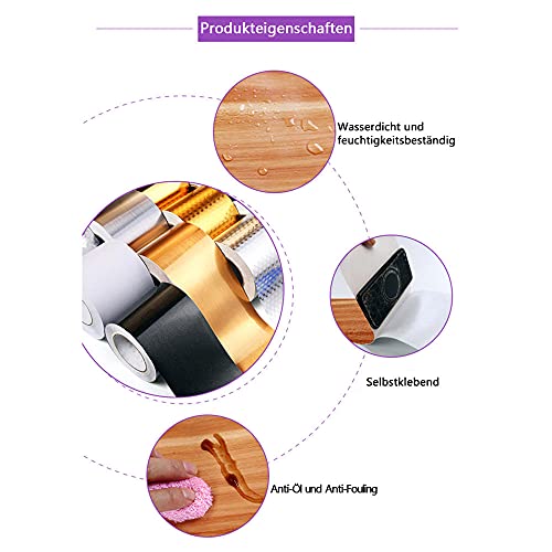 KeZheXi Tapetenbordüre Selbstklebend Gold 10x500CM für Badezimmer Wohnzimmer Küche Verdicken PVC Dekorative Bordüre Abnehmbare Wasserdicht Taille rahmen Wandtattoo