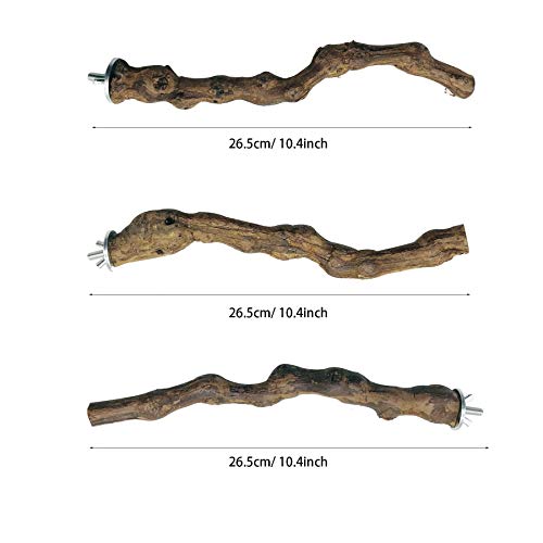 Image of 5 PCS Natural Grape Stick Perch Swing Chewing Toys for Parrot Cages, Cockatiels, Parakeets, Finches - Bird Standing Stick