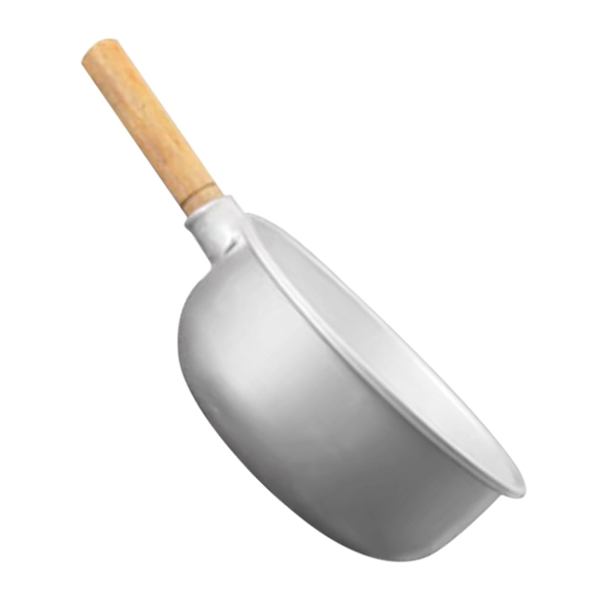 Gatuida Mestolo per acqua in alluminio Domestico maniglia mestolo acqua da cucina per annaffiare Gadget da cucina doccia bagno da bagno scola di legno Argento