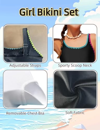 Teen Girls Swimsuits Two Piece Girls Bathing Suit Bikini Sets with Chest Pad Size 9-16 Years4