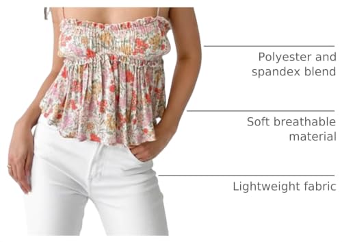 Image of Women Floral Camisoles Tops Sexy V Neck Backless Ruffle Hem Going Out Tops Cute Summer Y2k Teen Girls Camis