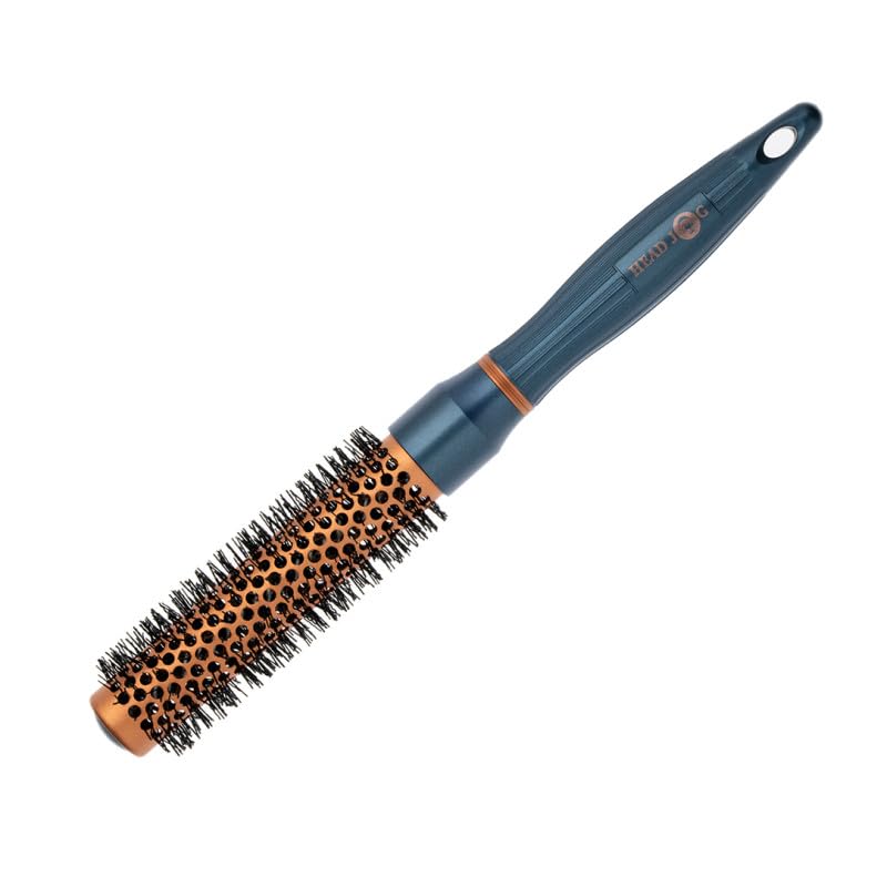 Head Jog Twilight XL Round Hair Brush For Blow Drying - Copper and Ceramic Round Brush In 4 Sizes. Ergonomic Handles For Easy Styling, High Temperature Resistant and Anti Bacterial Surface (25mm)