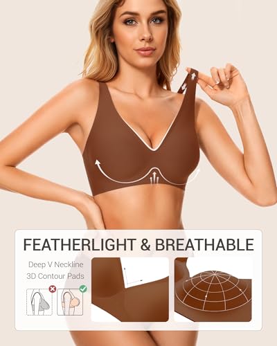 Image of Gailife Deep V Jelly Bras for Women No Underwire Wireless Seamless Push Up Bra Comfort Support Plunge Bralette Full Coverage