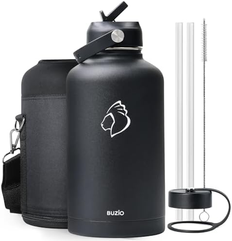 BUZIO Vacuum Insulated Stainless Steel Water Bottle 64oz (Cold fo...