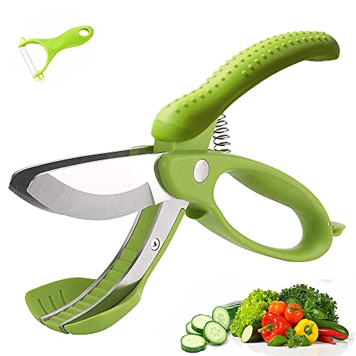 Vegetables Scissors Chopper Multifunctional Fruit Scissors for Butter Lettuce Vegetables Slicer Stainless Steel Material Anti-Rust Sharp Practical kitchen Small Tools with Paring knife