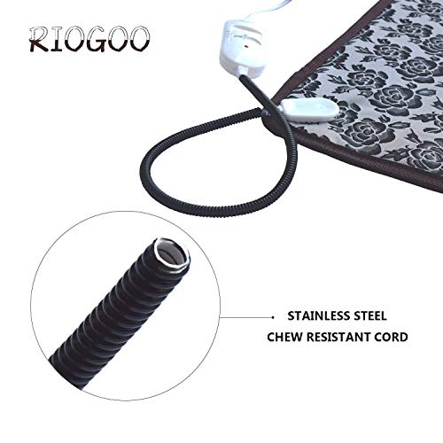 Pet Heating Pad Large, Dog Cat Electric Heating Pad Indoor Waterproof Adjustable Warming Mat with Chew Resistant Steel Cord (28 x17.7 in)
