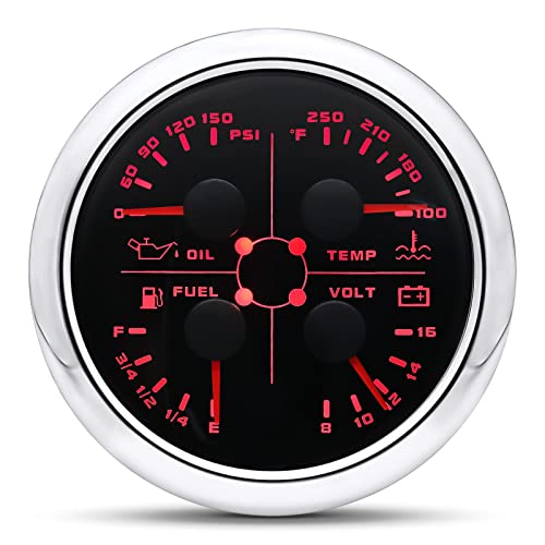 ARTILAURA 4In1 AUTO Gauge Oil Pressure Water Temp Fuel Gauge Voltage