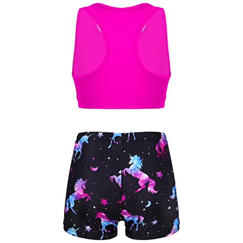 Girls Dance/Swim/Gymnastic/Sports 2 Piece Racer Back Tanks Top with Booty Shorts Tracksuit4