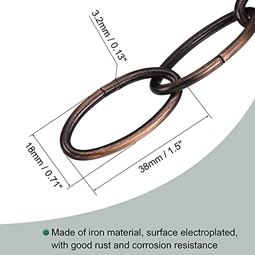 Image of MECCANIXITY Pendant Light Fixture Chain, 3.2mm Thick 1m Long Chandelier Hanging Links, Iron Electroplated Red Bronze, Pack of 2